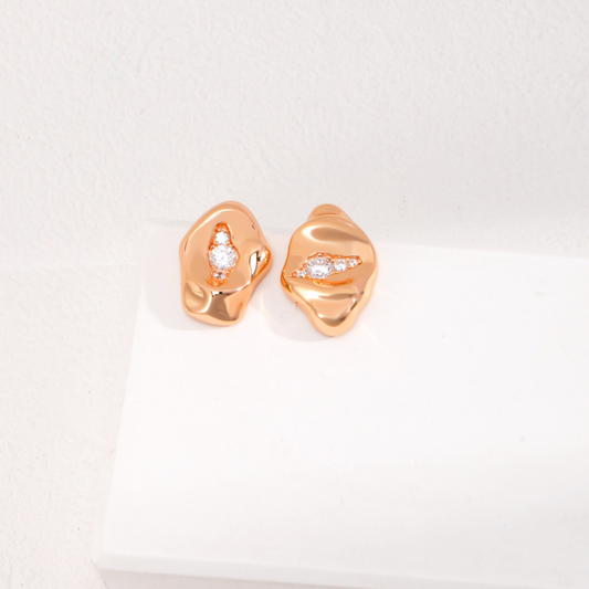 GOLD ABSTRACT ZIRCON EARRING