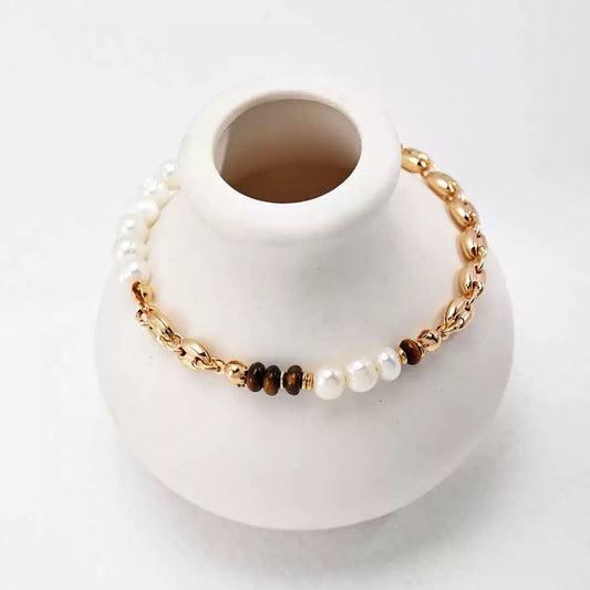 GOLD PEARL TIGER GUCCI LINK BRACELET