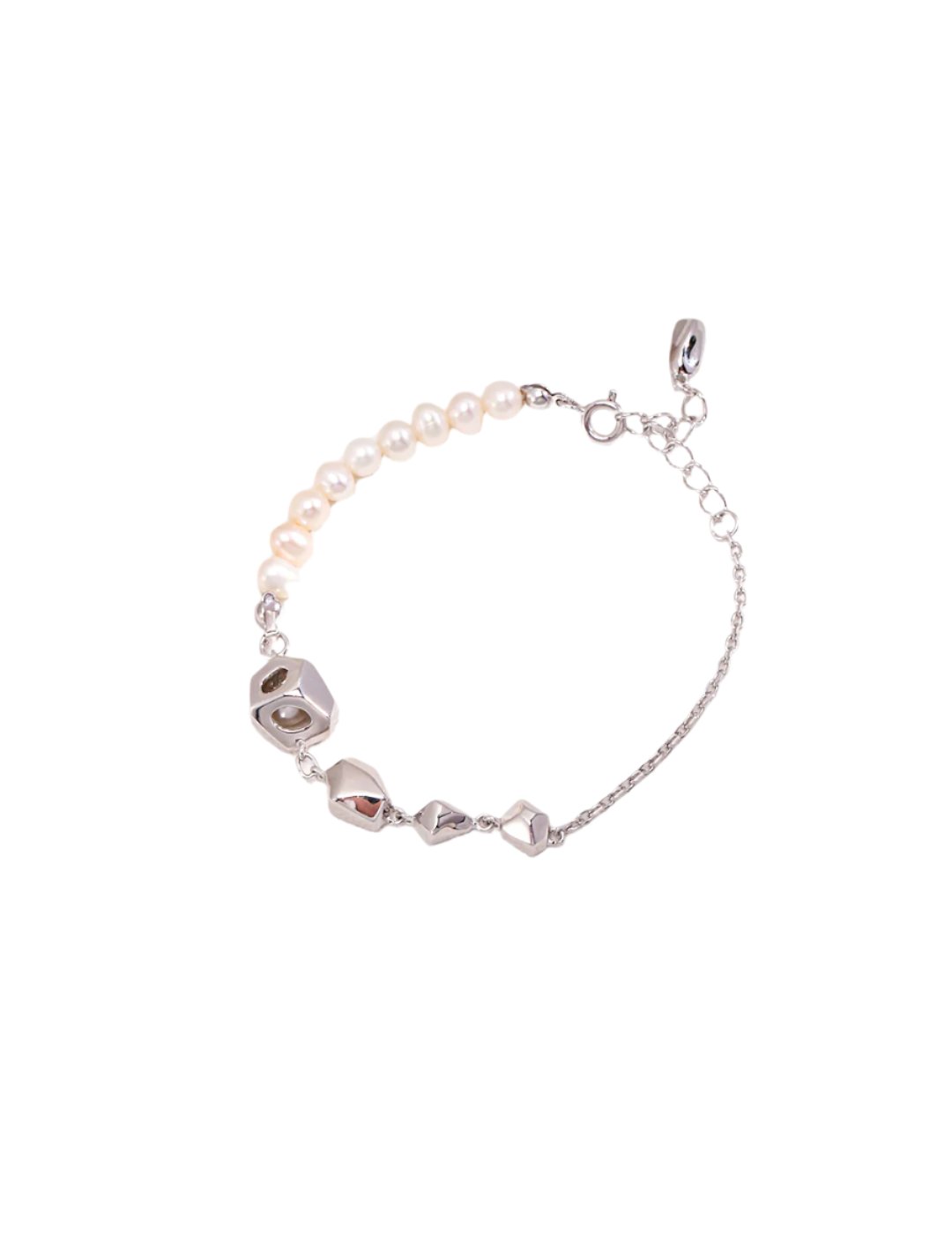 SILVER PEARL CUBE BRACELET