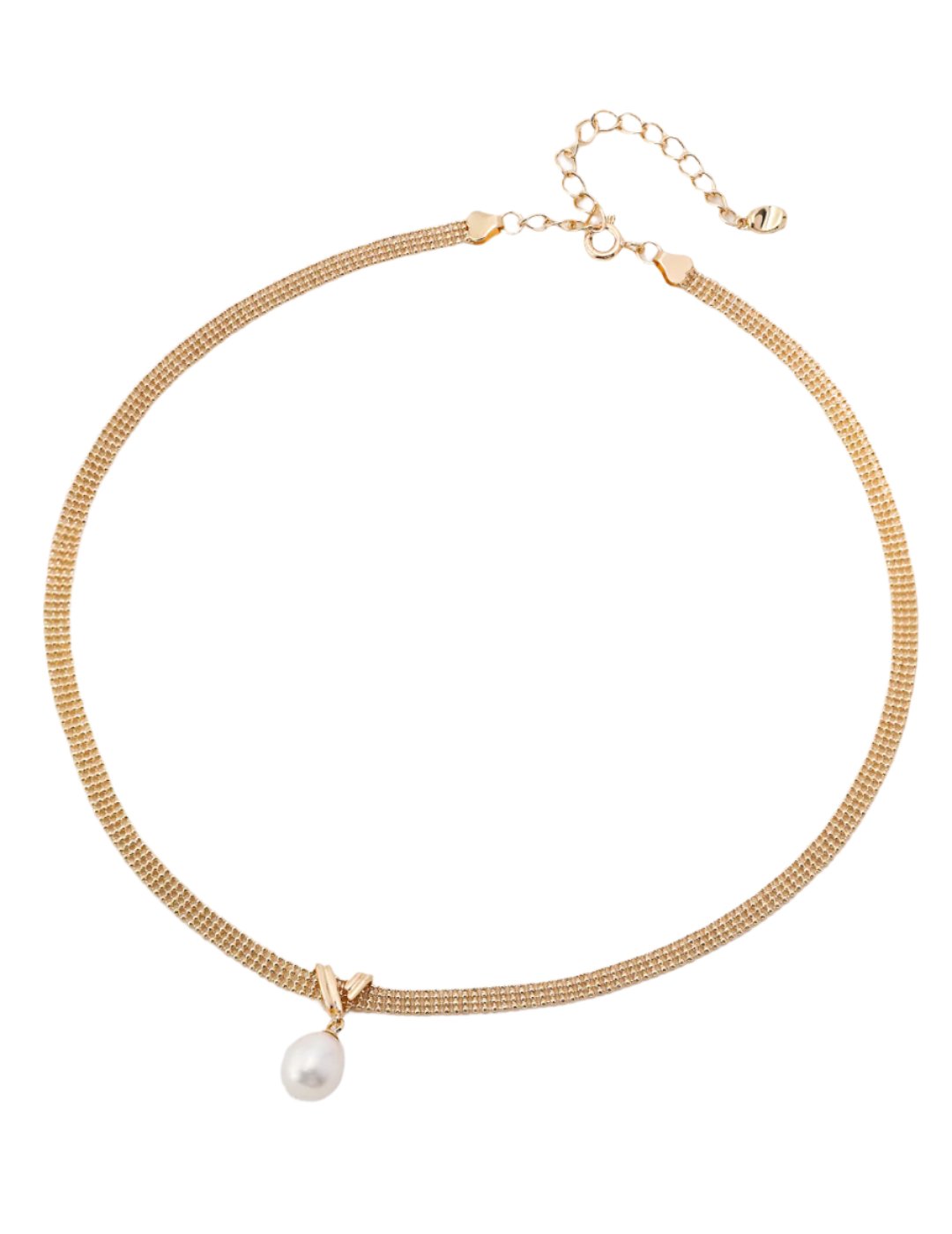 TEAR OF PEARL GOLD STACK CHAIN NECKLACE