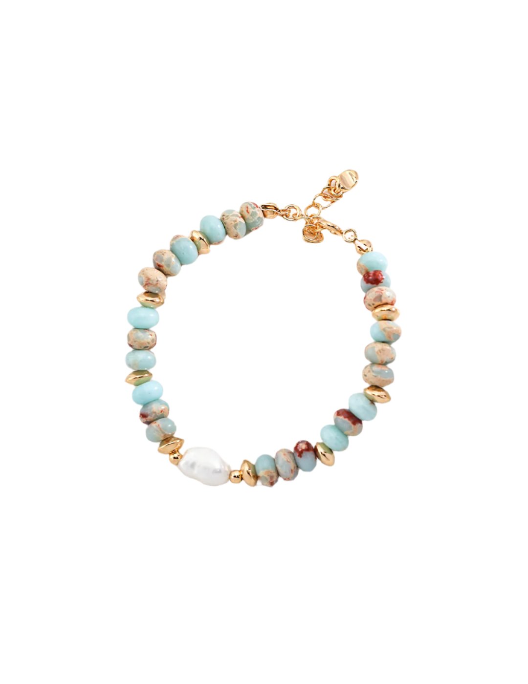 GOLD SKYBLUE PEARL BRACELET