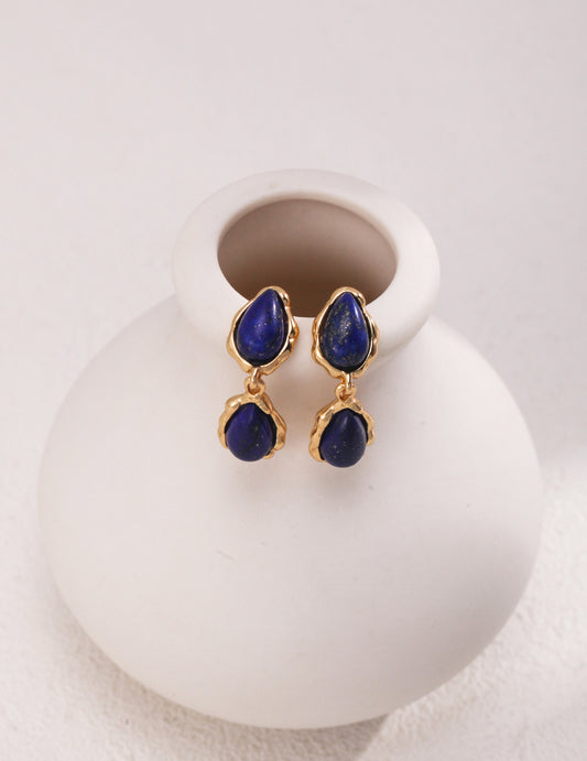 GOLD LAZULI DROP EARRING